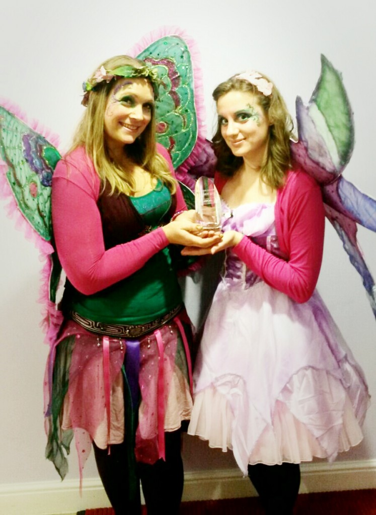 Willow Fairy and Florence Fiore Fairy accepting the Kallikids Awards for UK's Best Children's Entertainer'